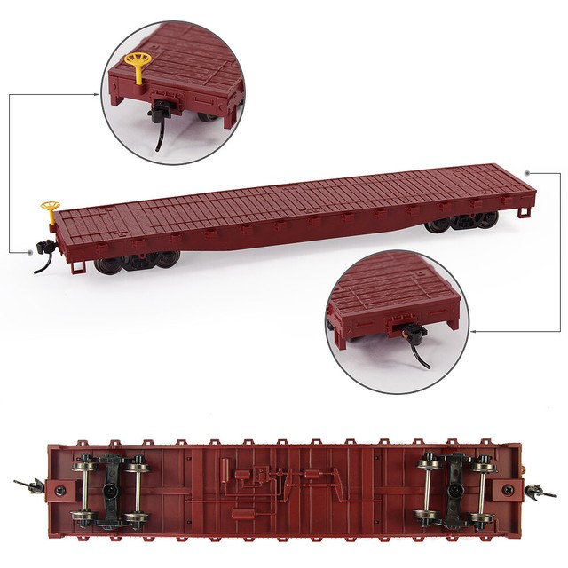 1pc HO Scale 52' Flat Car Flatbed 187 52ft Model Train Container