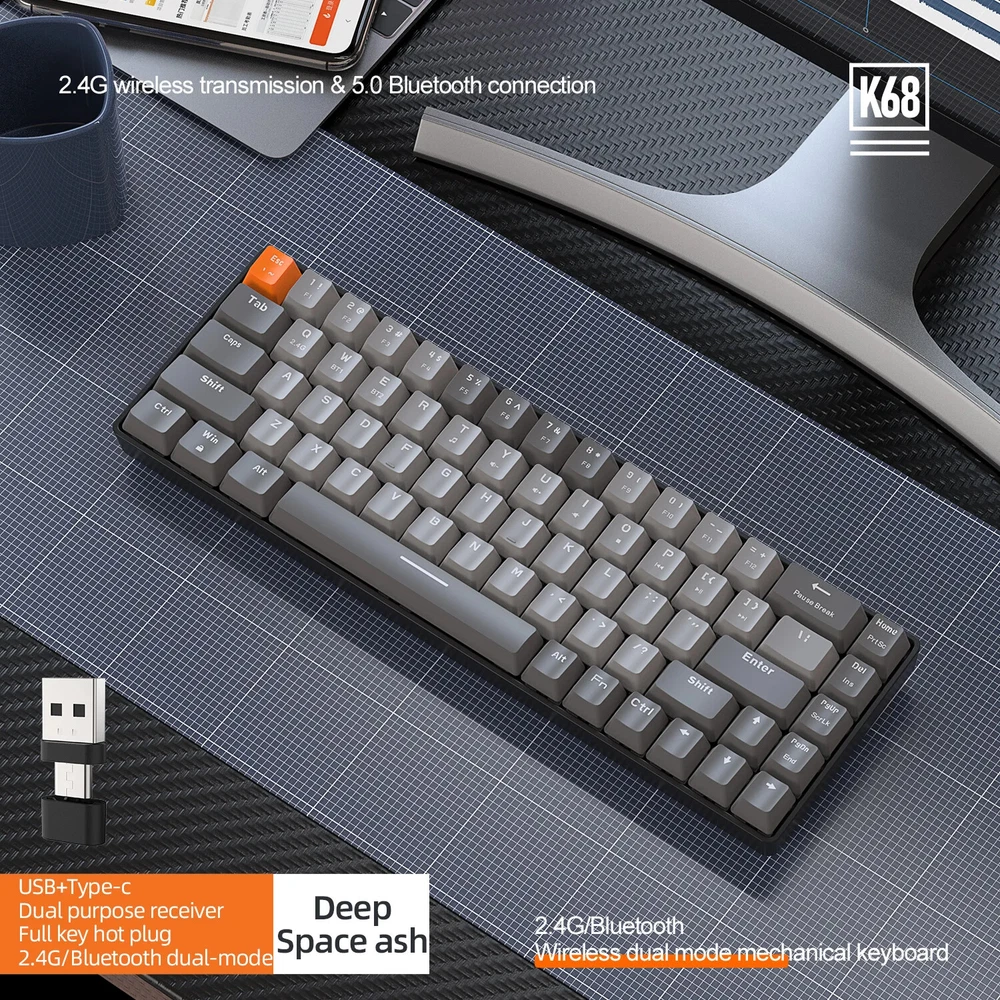 Wireless Mechanical Gaming Keyboard for PC and Desktop Use