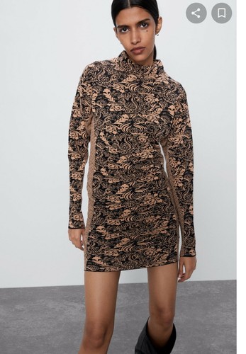 Zara Women's Draped Jacquard Mini Dress 