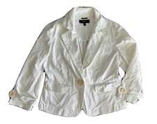 Talbots Women  s Blazer Jacket Sz 6P 6 Petite Long Sleeve Stretch White Stain