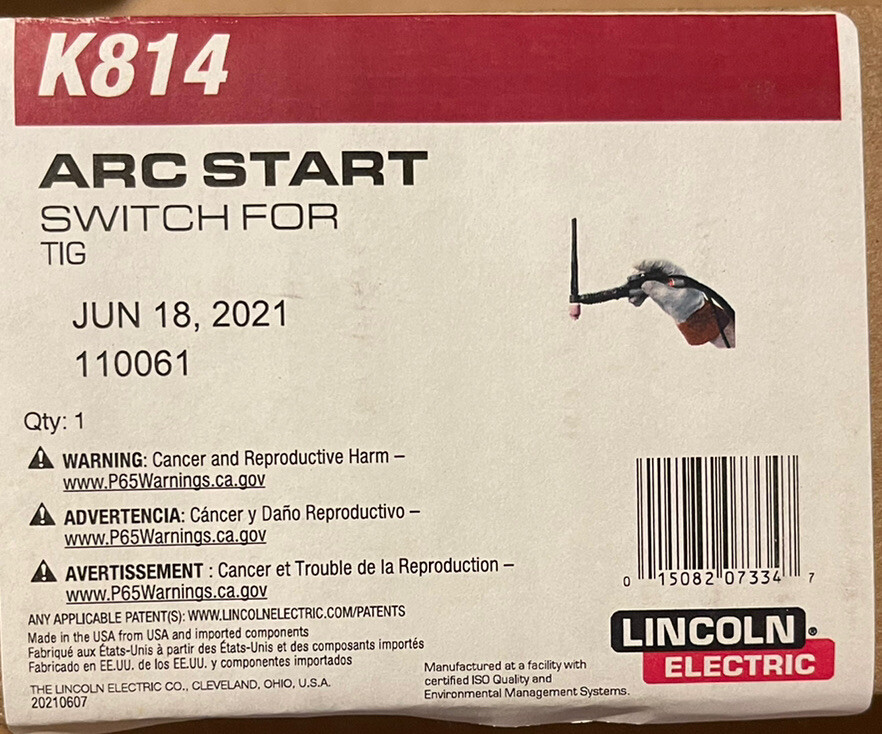 Lincoln Electric K814 S13530-1 Arc Start Switch Tig Welding 25 Ft