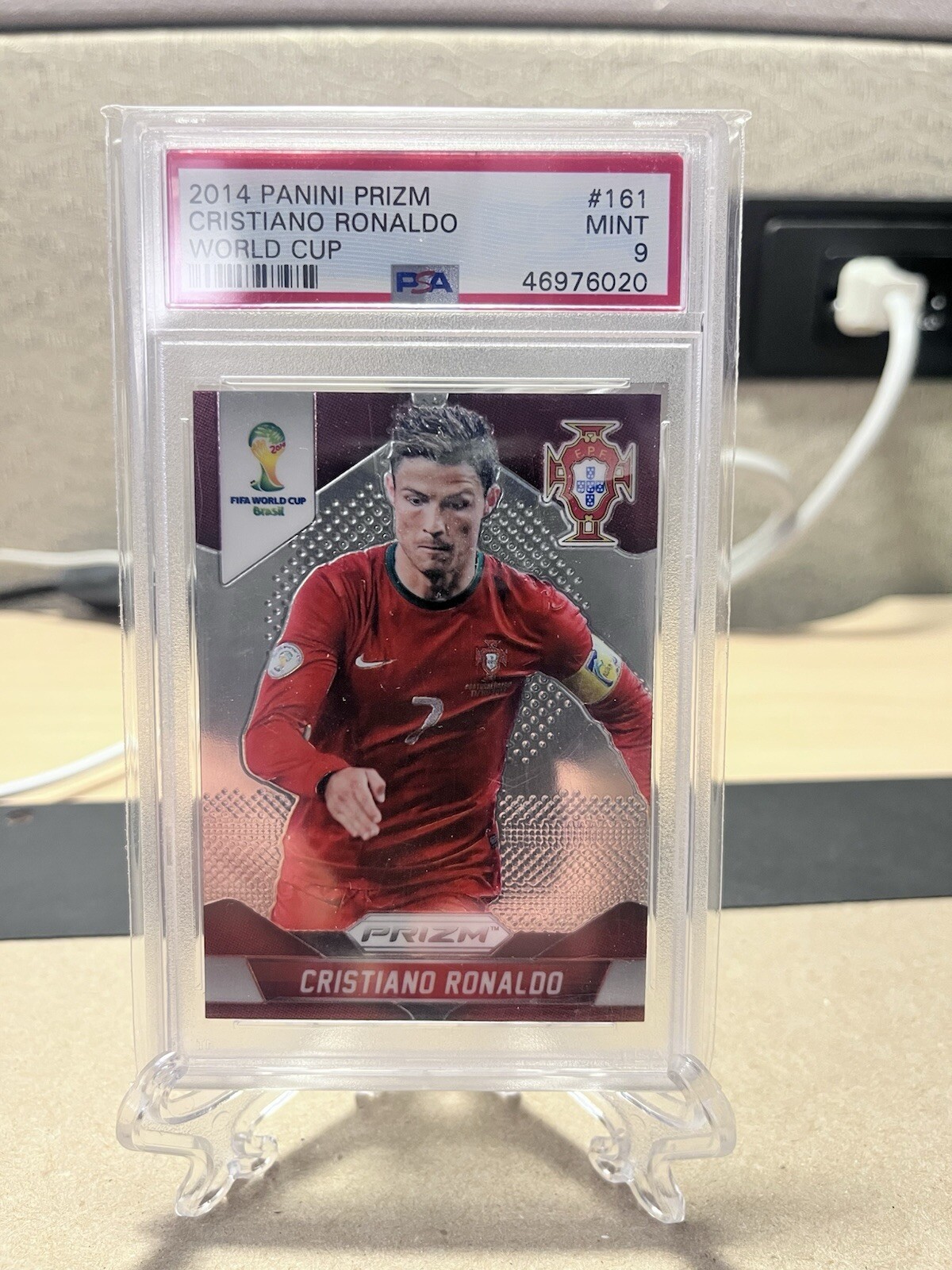 2014 Panini Prizm World Cup 161 Cristiano Ronaldo PSA 9 Mint Portugal Manchester