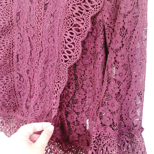 Blusa de encaje para mujer Melograne Rico manga larga color borgoña talla M jersey nueva con etiquetas - Imagen 2 de 17