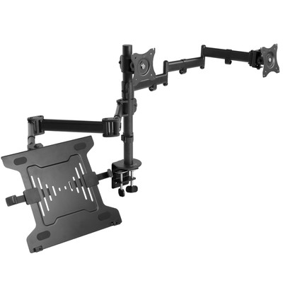 VIVO Dual 13'' to 27'' Monitor Mount with Laptop Holder, Horizontal Screen Display