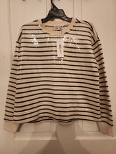 DKNY Size Small Black And White Long Sleeve Sweater