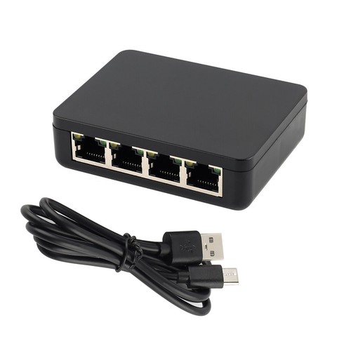 New 1 TO 4 Ways 1000Mbps Black RJ45 LAN Network Splitter Adapter Accessories - Afbeelding 3 van 18