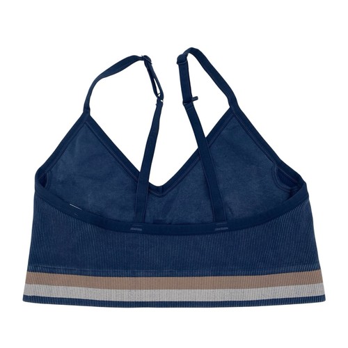 SPANX Seamless Soft Stretch Sports Bra Size M Midnight Navy Blue Ribbed - Picture 2 of 6