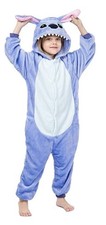 Stitch Hooded Zippered One Piece Costume Pajama Blue White