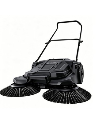 Walk-behind Hand Push Floor Sweeper 25.6'' Width 5 Gallon Waste Container