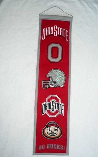 Winning Streak  OHIO SATE Logo MAN CAVE Wool Blend Felt BANNER 31½"x8"