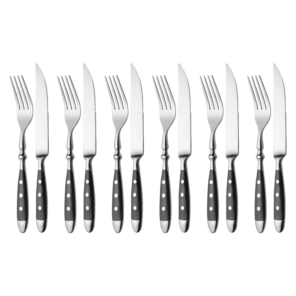 GRÄWE Steakbesteck / Pizzabesteck 12-teilig Nostalgie Besteck, geschmiedet