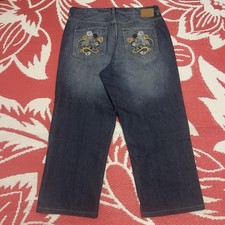 Y2K Ecko Unltd Mens Blue Dark Wash Baggy-Fit Jeans Embroidered Pockets 42x29