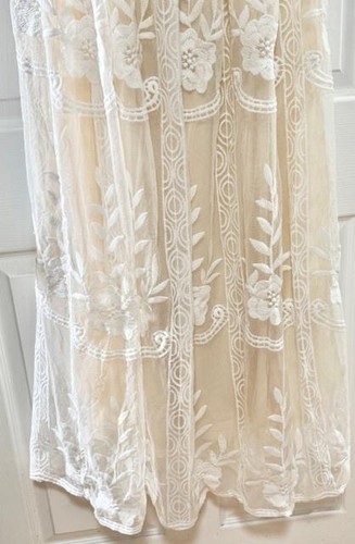 Baltic Born Dress Womens Medium Ivory Maxi Embroidered Lace Mesh Floral Boho - Picture 4 of 11