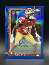 ?Topps 2025 Chrome Rookie Autograph Blue Serial #RA-NMA Nick Martin 49ers Card. rookie card picture