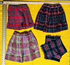 Girls Wool Tartan Plaid Skirt Set Of 3 With Cashmere Scarf  Size 4-6yrs