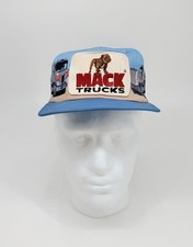 Vtg Mack Trucks Bulldog All Over Print Snapback Trucker Hat Usa Rare