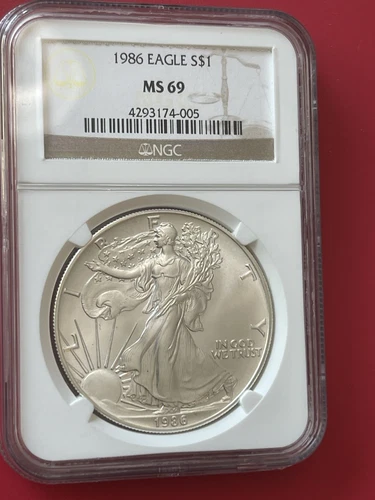 1986 American Silver Eagle S$1 NGC MS69 Spot Free Beauty!