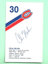 (1) CHRIS NILAN  VINTAGE POSTCARD CANADIENS SIGNED CARD (N0945)