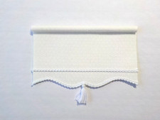 Dollhouse Miniature White on White Dotted Window Curtains Drapes Shade Valance