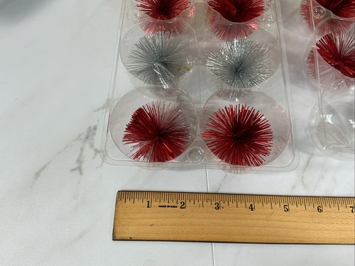 ADORNOS DE OROPEL STARBURST VINTAGE ~ 6 rojos/5 plateados ~ decoración años 50 Noel con cajas - Imagen 6 de 23
