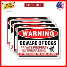 4 Pack Beware of Dog Sign,10x7 inch High Reflective Beware of Dog Signs for F...