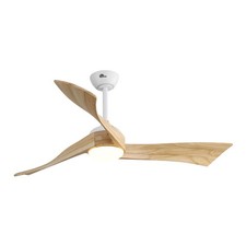 52in Modern Curved Solid Wood Blade Ceiling Fan with Dimmable 3CCT LED/Remote US