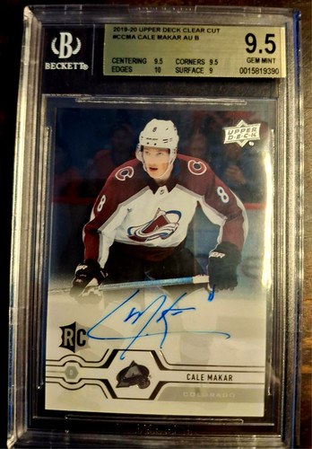 Cale Makar #CC-MA 2020 Upper Deck Clear Cut Autographs card