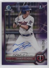 2022 Bowman Draft Chrome Pick Purple Refractor 189/250 Tanner Schobel Auto qf6