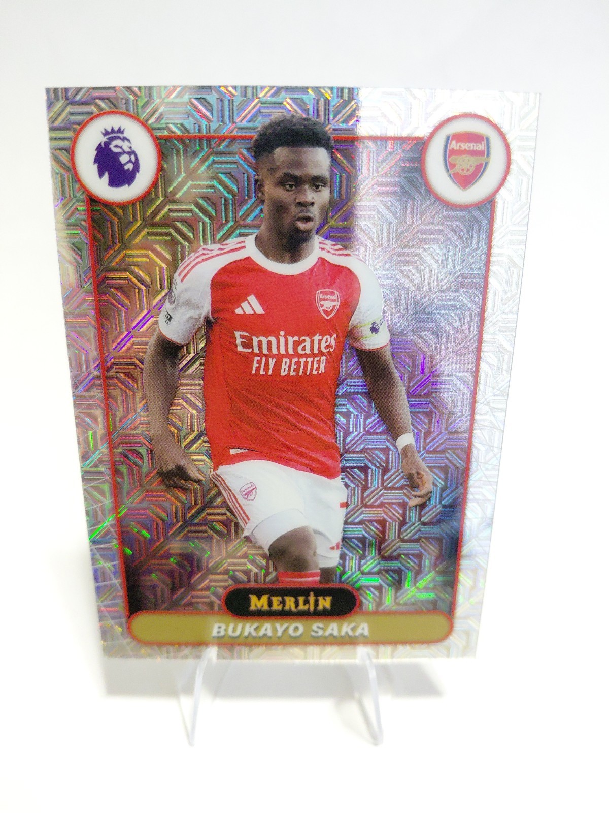 2026 Topps Merlin Premier League Bukayo Saka Mojo Refractor #11 Arsenal England view 3