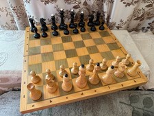 Vintage Soviet Wood Chess Set Board 45x45 Ukraine Lviv USSR