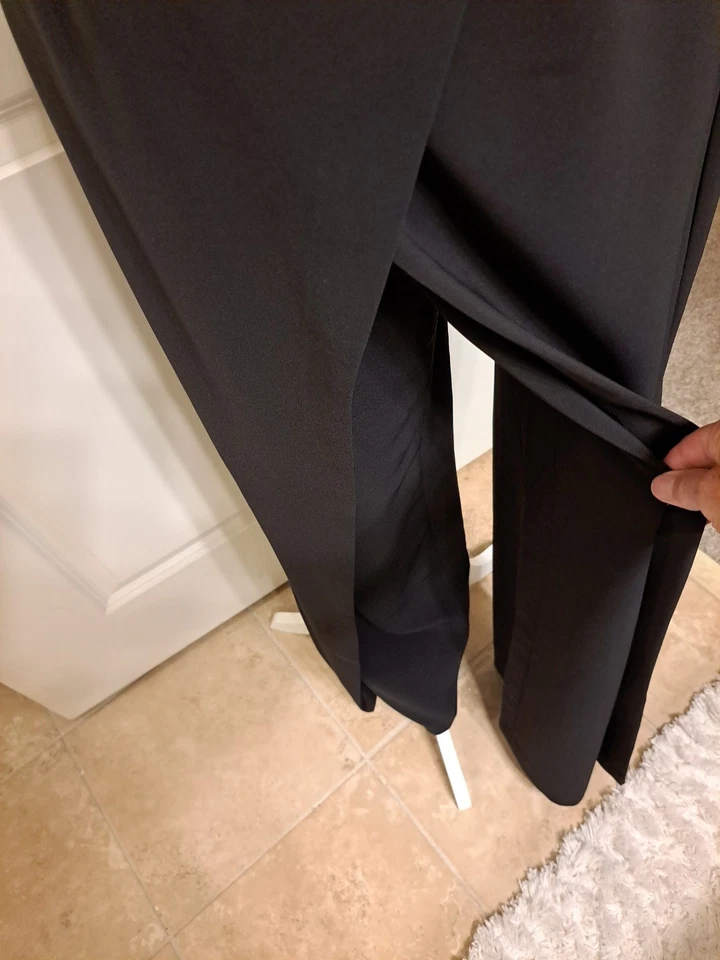 White House Black Market Jumpsuit Sz 8 Black Wide Leg Velvet Tube Top Likenew - Image 4 of 4