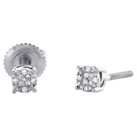 10K WeißGold Diamant Kreis Ohrstecker Unisex 3,5Mm 4Er Zinken 0,05 CT
