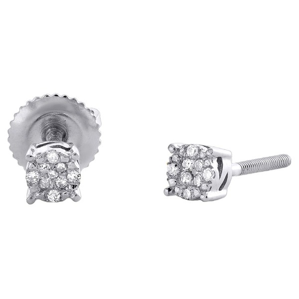 10K WeißGold Diamant Kreis Ohrstecker Unisex 3,5Mm 4Er Zinken 0,05 CT-image