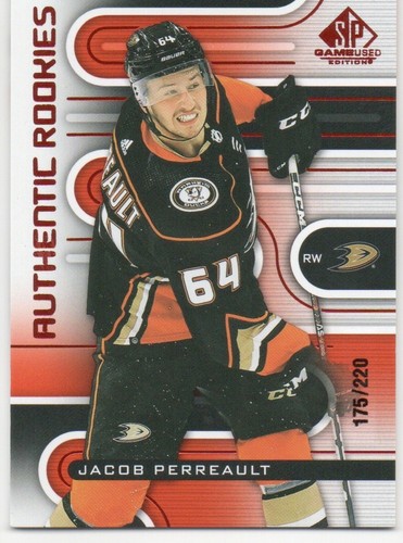 22-23 2022-23 SP Game Used Jacob Perreault ROOKIE RED SPGU #177-Ducks 175/220