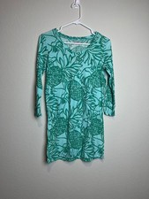 Lilly Pulitzer Dress Womens XS Green Pineapple T Shirt 3/4 Sleeve Short Casual