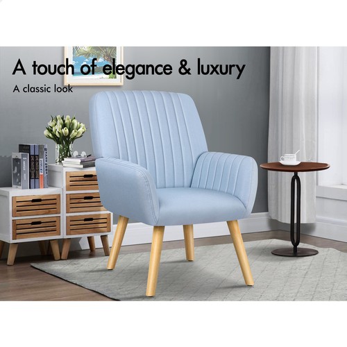 ALFORDSON Armchair Lounge Chair Upholstered Accent Chair Sofa Couch Fabric Blue - Picture 4 of 9