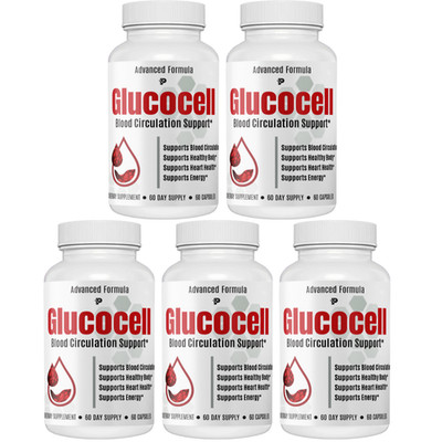 Glucocell - Blood Circulation Support Formula, Heart Health- 5 Bottles