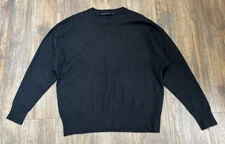 Jenni Kayne Oversized Crewneck Sweater Wool Cashmere Blend Black Quiet Luxury XS