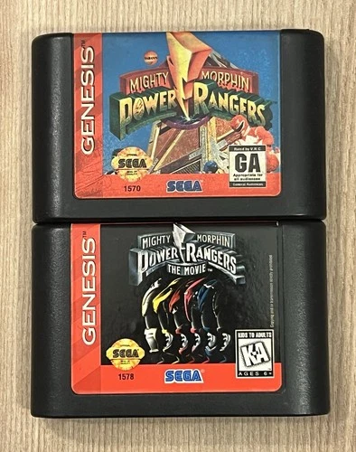 Mighty Morphin' Power Rangers & MMPR The Movie Sega Genesis Bundle Lot Tested