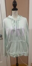 Victoria's Secret PINK Mint Green Full Zip Hoodie Logo Fleece XL
