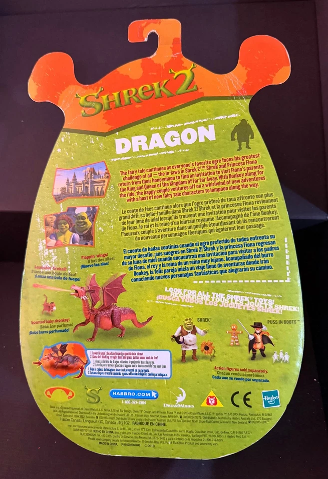 Hasbro Shrek2 Dragon Launchin’ Fireball & Flappin’ Wings sellado 2004 sin usar, en caja sellada Foto 2 de 4