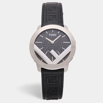 Fendi Runaway F715012011 Stainless Steel Leather Mens Wristwatch