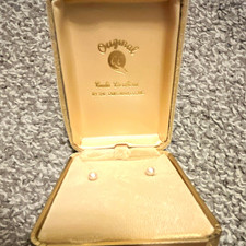 Vintage Curtis Creations Faux Pearl Stud Earrings w/ Original Box