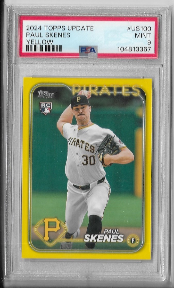 PSA 9 2024 Topps Update Yellow PAUL SKENES Rookie RC #US100 NICE!!!