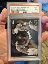 SHOHEI OHTANI RC 2018 TOPPS B&W CANDID MOMENTS SP w/ MIKE TROUT PSA MINT 9 PSA 