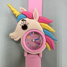 Girls Unicorn Watch Pink Dial Silicone Band Silver Tone New Battery 9 Inch