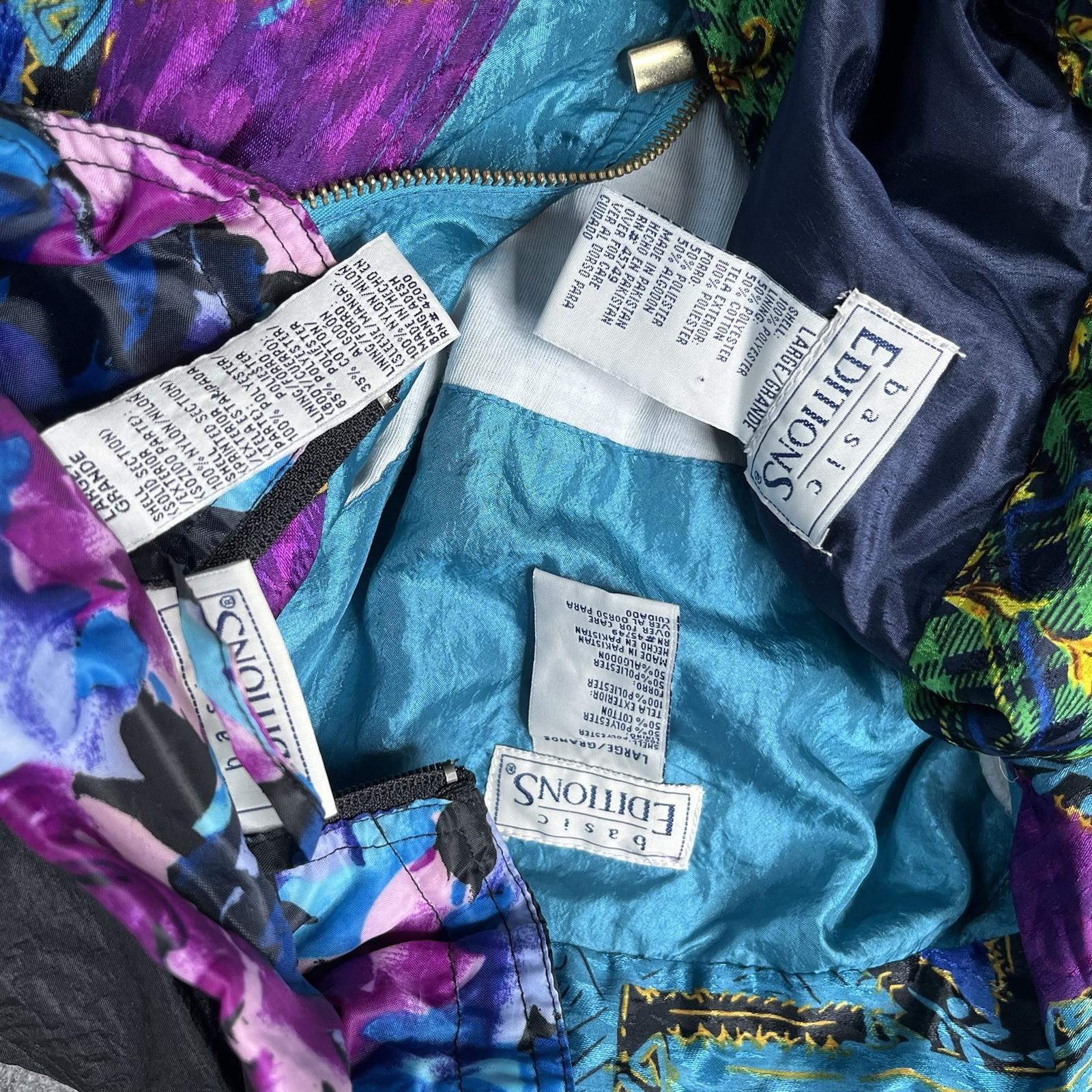 3 Vtg Basic Editions Colorful Windbreakers Jacket… - image 18