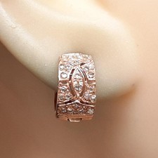 Genuine .50ctw H-SI Diamond 14K Rose Gold 925 Silver Huggie Earrings