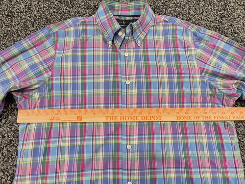 Ralph Lauren Shirt Mens Large Easter Plaid 140s 2 PLY Front Pocket Long Sleeve - Picture 5 of 8