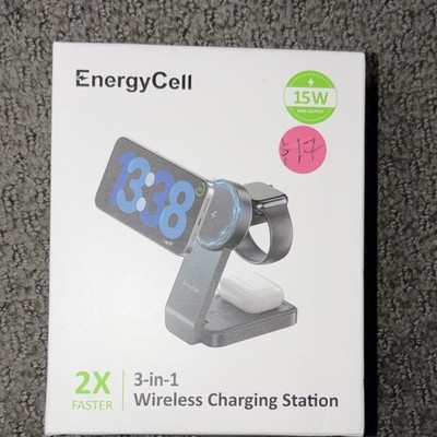 EnergyCell 3-in-1 Magnetic Wireless Charging Station 15W Foldable For Apple